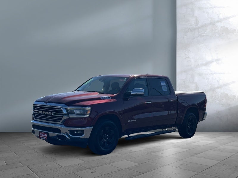 2022 RAM 1500 Laramie in Delmonico Red Pearlcoat — front three-quarter view