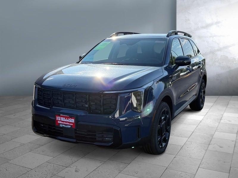 2026 Kia Sorento X-Line EX in Midnight Lake Blue — front three-quarter view
