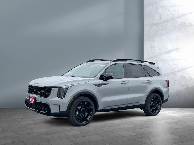 2026 Kia Sorento X-Line SX Prestige in Wolf Gray — front three-quarter view
