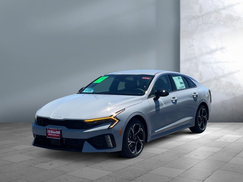 2026 Kia K5 GT-Line in Wolf Gray — front three-quarter view
